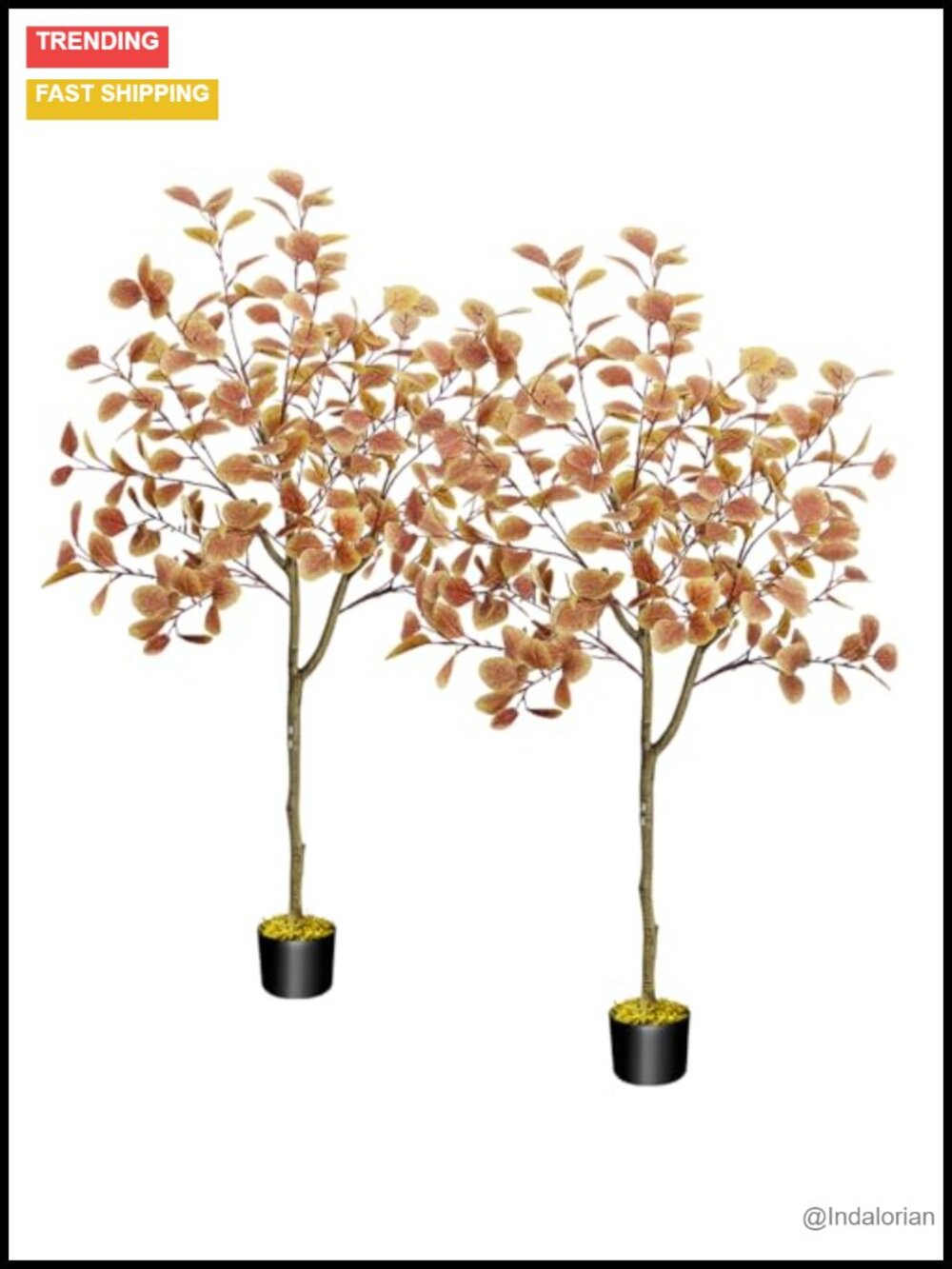 5FT Fall Eucalyptus Artificial Trees 2pcs Porch Decor Faux Autumn Set